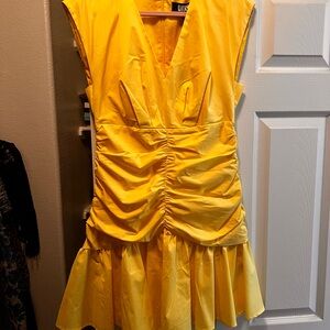DKNY Yellow Ruched Dress